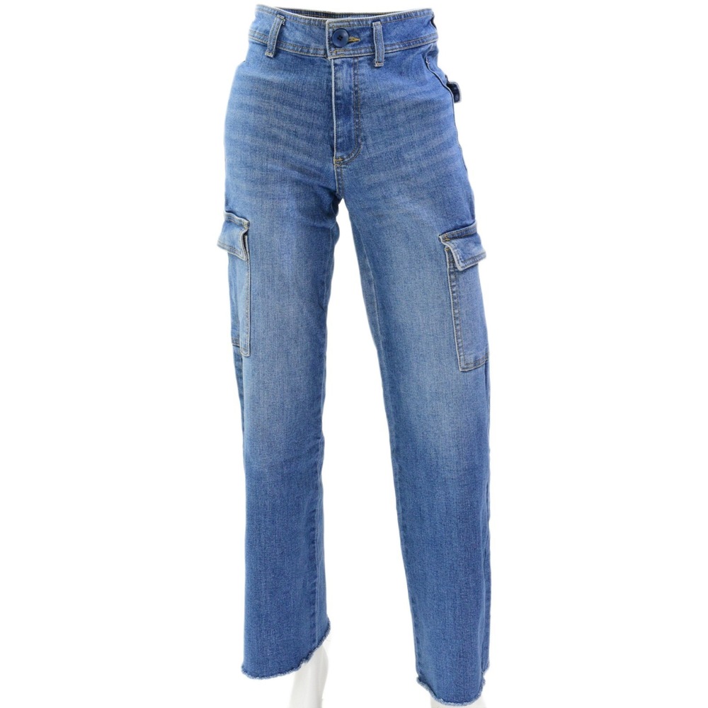 OAT New York Wide Leg Cargo Jeans Womens 0 High Waist Y2K Streetwear Utility XS